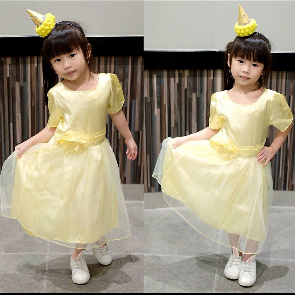 Dress Anak Cewek Warna Emas Goldy