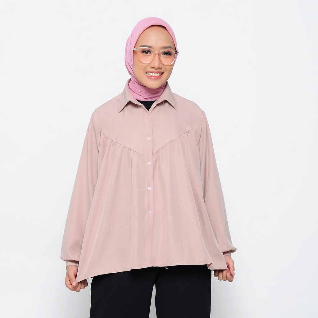 kemeja korean blouse wanita/atasan stella shirt lengan panjang