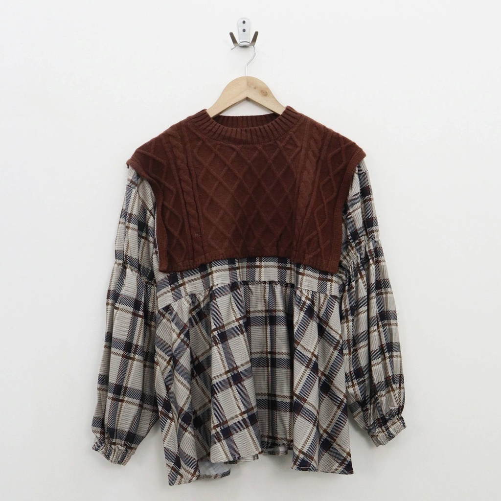 Occa plaid top blouse - Thejanclothes