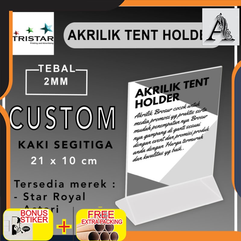 

Murah Acrylic / akrilik tent holder (21 x 10 cm ) kaki segitiga