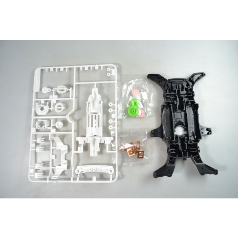 Ori Tamiya CHASSIS MA Hitam Putih set (Tanpa Roller) //chassis, gear, terminal //Mini 4WD