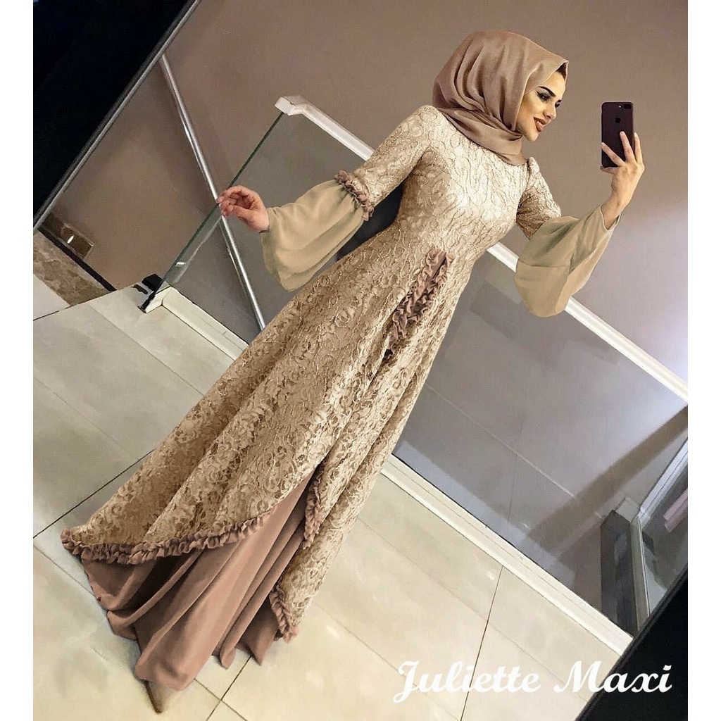 PCS MAXY JULIETTE 3 UKURAN L XL DAN XXL FASHION PAKAIAN WANITA DRESS GAMIS MAXI BRUKAT ED