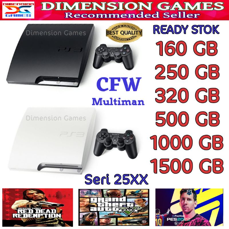 PS3 SLIM CFW 25XX 1500 GB, 1000 GB, 500 GB, 320 GB, 250 GB & 160 GB