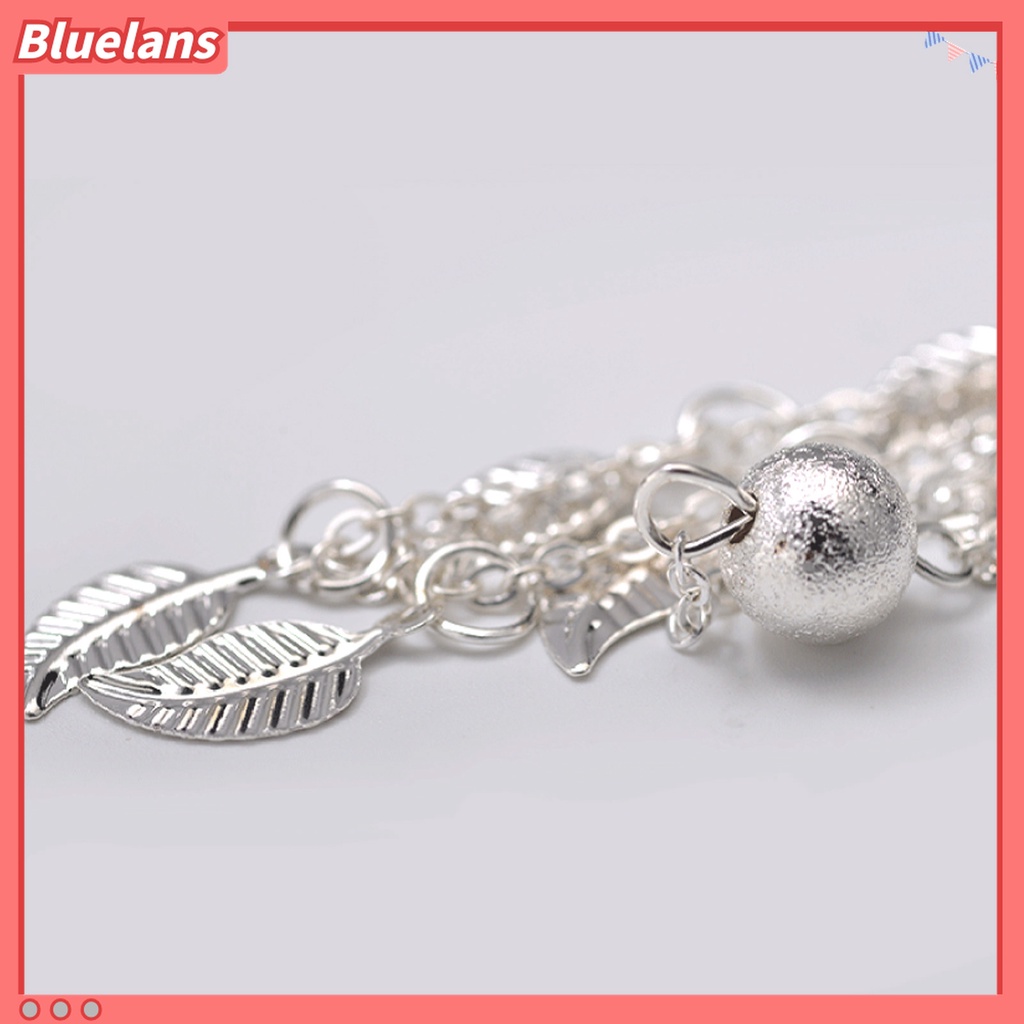 Gelang Kaki Rantai Dua Lapis Adjustable Dengan Liontin Daun Untuk Wanita