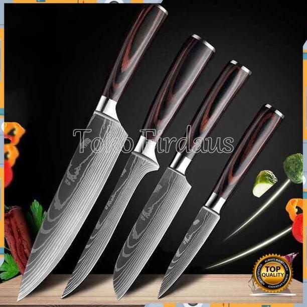 

Promo! Set Pisau Dapur Damascus Pattern Stainless Steel 4 Pcs Silver Jo703Yn6Ol
