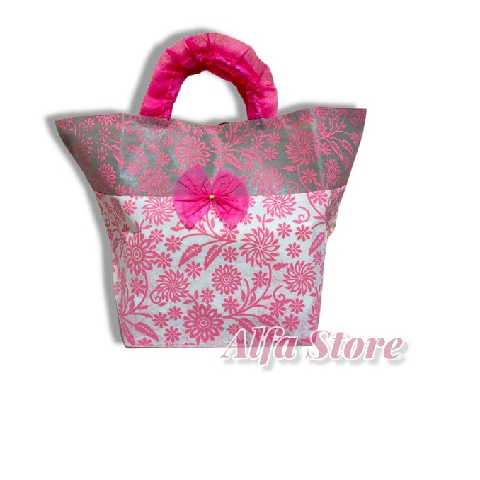 Tas hajatan Sahrini tebal kaku Motif Bunga uk 22x22