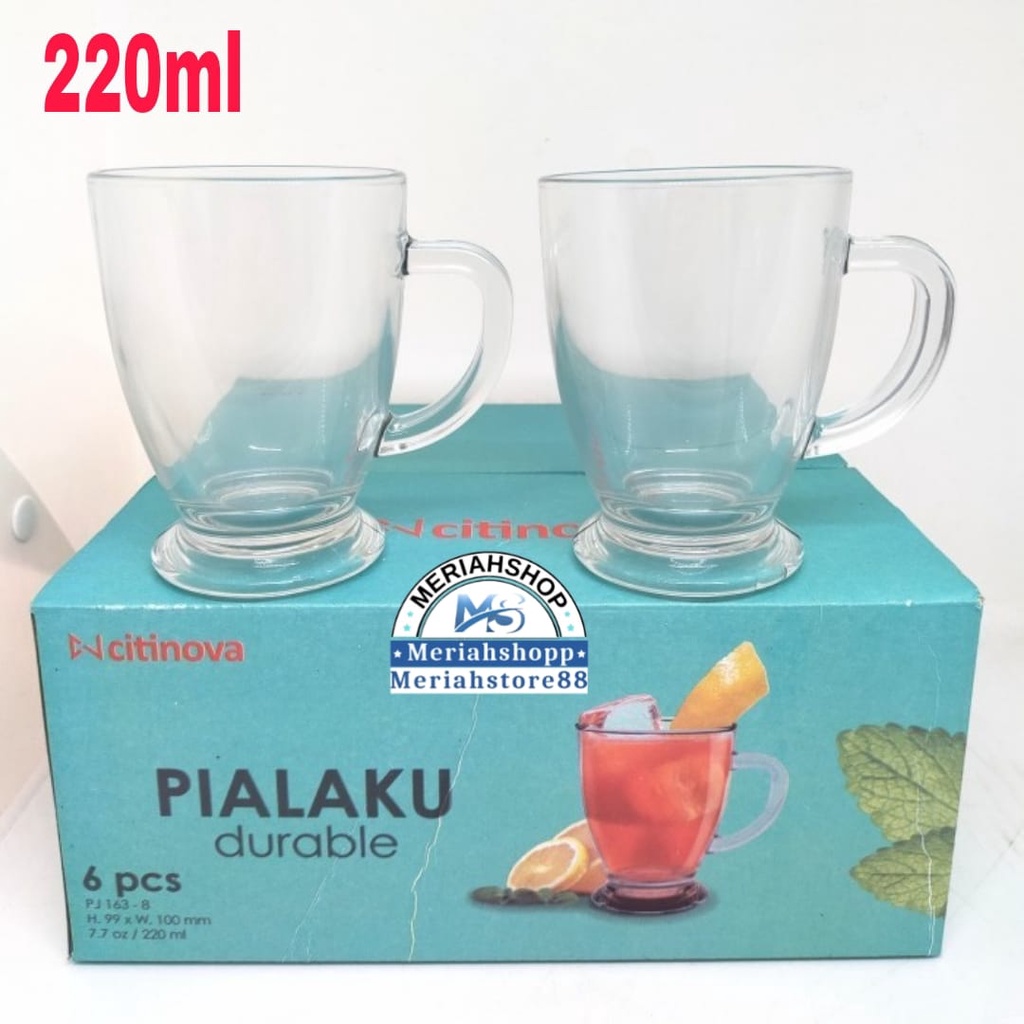 Gelas Cangkir Kaca Kopi Pialaku Citinova 220ml isi 6pcs gelas / box
