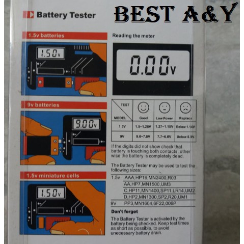 Battery Tester 9V 1.5V BT-168D 113X64X30mm Digital Cek Tes Batu Baterai