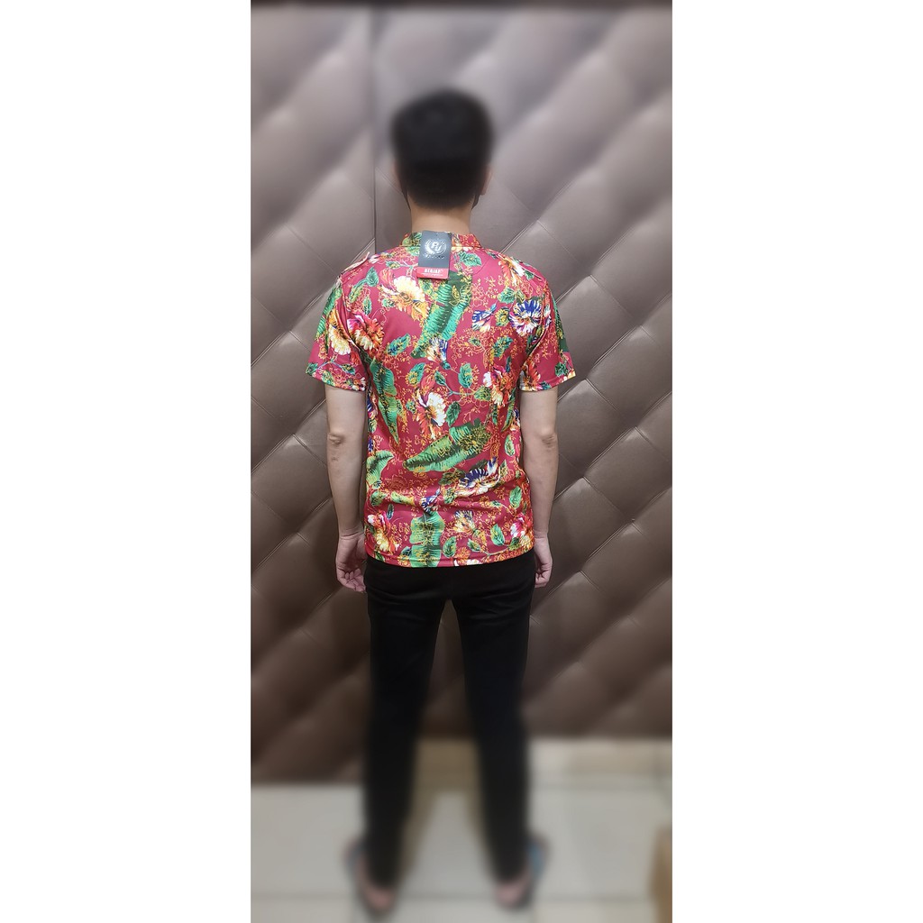 Kemeja cowok fullprinting motif daun