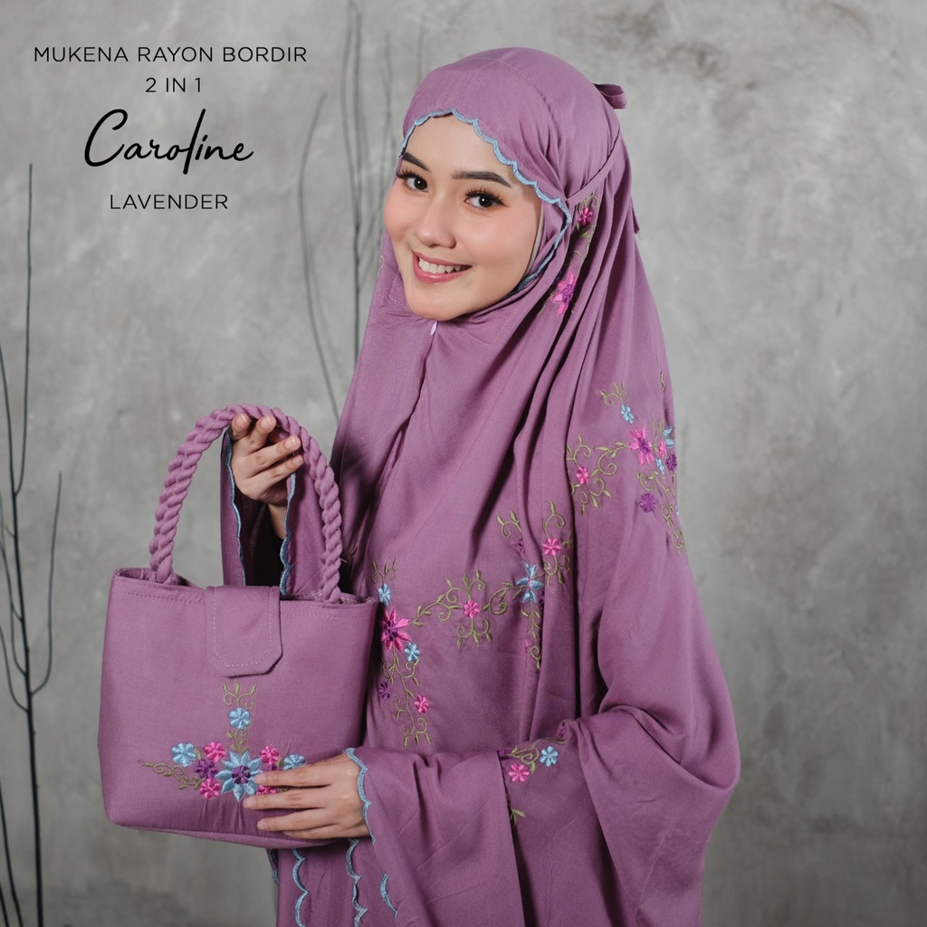 MUKENA BALI TASIK - MUKENA DEWASA RAYON BORDIR 2 IN 1 CAROLINE