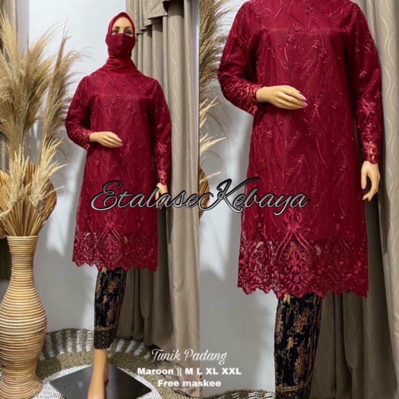 Cod/real pict stelan tunik padang/tunik modern/kebaya pesta/kebaya kondangan/kebaya wisuda/best produk stelan Tunik Tulle premioum quality/kebaya tunik/stelan tunik kebaya modern kebaya pesta kebaya wisuda kebaya brukat tunik brokat tunik tile