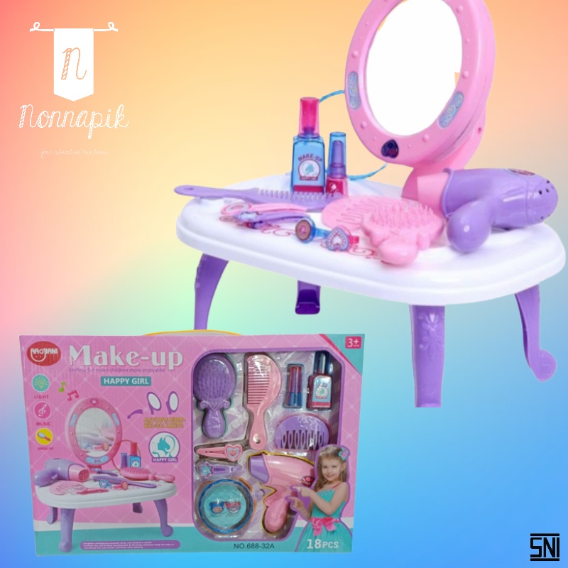 Mainan Meja Rias Anak Perempuan Dandan Make Up Happy Girl 18 pcs Mainan Edukasi Anak