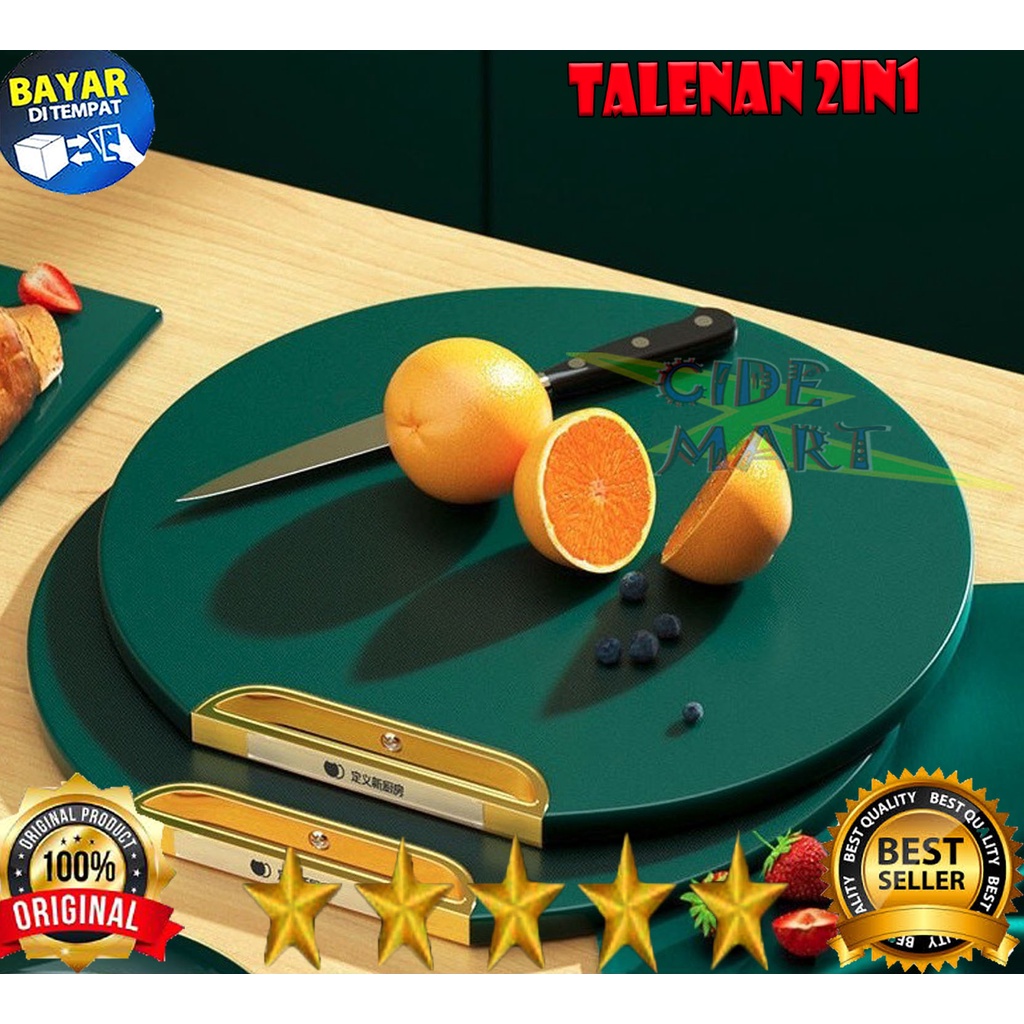 MC 2in1 Cutting Board / Talenan Bulat 2 in 1 dan Parutan Minimalis Bahan Plastik Anti Jamur Bakteri