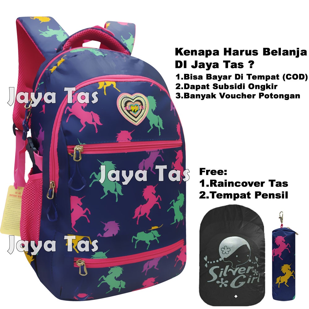 Tas Alto Silver Girl Original Unicorn JT-1545 Tas Ransel Anak Perempuan Tas Ransel Sekolah Tas Sekol