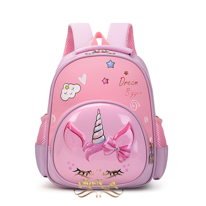 [MONA] Tas Ransel Anak Sekolah PG/PAUD  lucu keren Cewek motif timbul karakter kartun hewan 3 Dimensi - Kualitas Import Premium -M0178