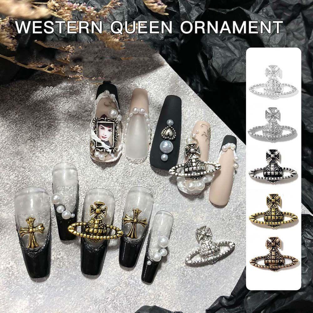 MXBEAUTY 3D Nail Decoration Gold And Silver Charming Crow Heart Old Style Light Luxury Punk Style DIY Nail Art Ornament