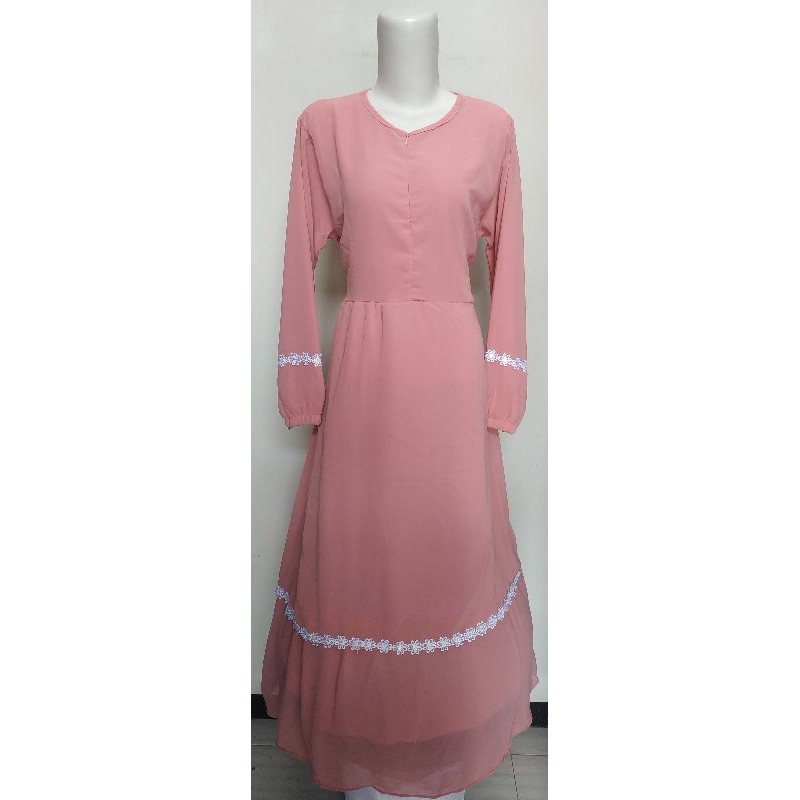 Gamis ceruti mix renda manis/ Gamis ceruti furing nyaman/ Gamis dewasa ceruti