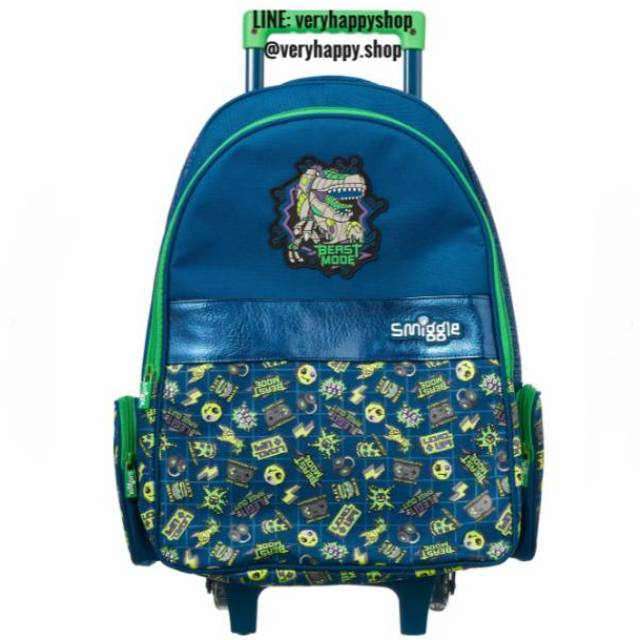 Smiggle Express Trolley Bag with Light Up Wheels original asli dino dinosaur dinosaurus trolly troli