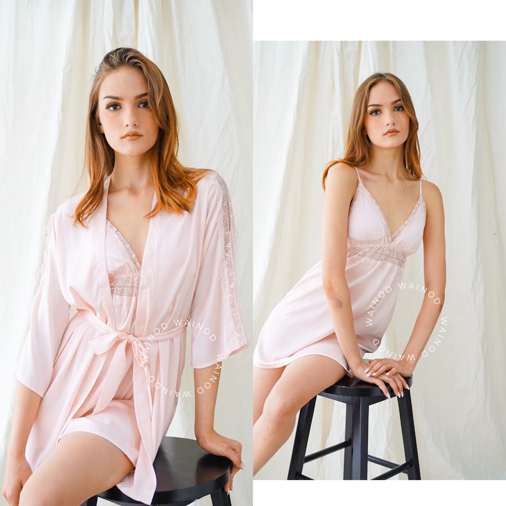 ANASTASIA lingerie dress dan kimono satin -WAINODSHOP