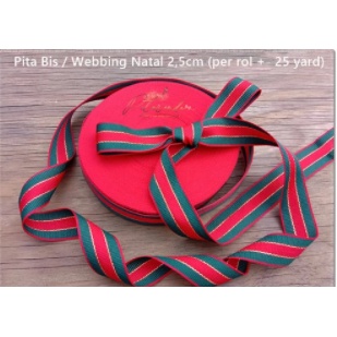 

GNATL-199 : Pita Bis / Webbing Natal 2,5cm (per rol +- 25 yard)