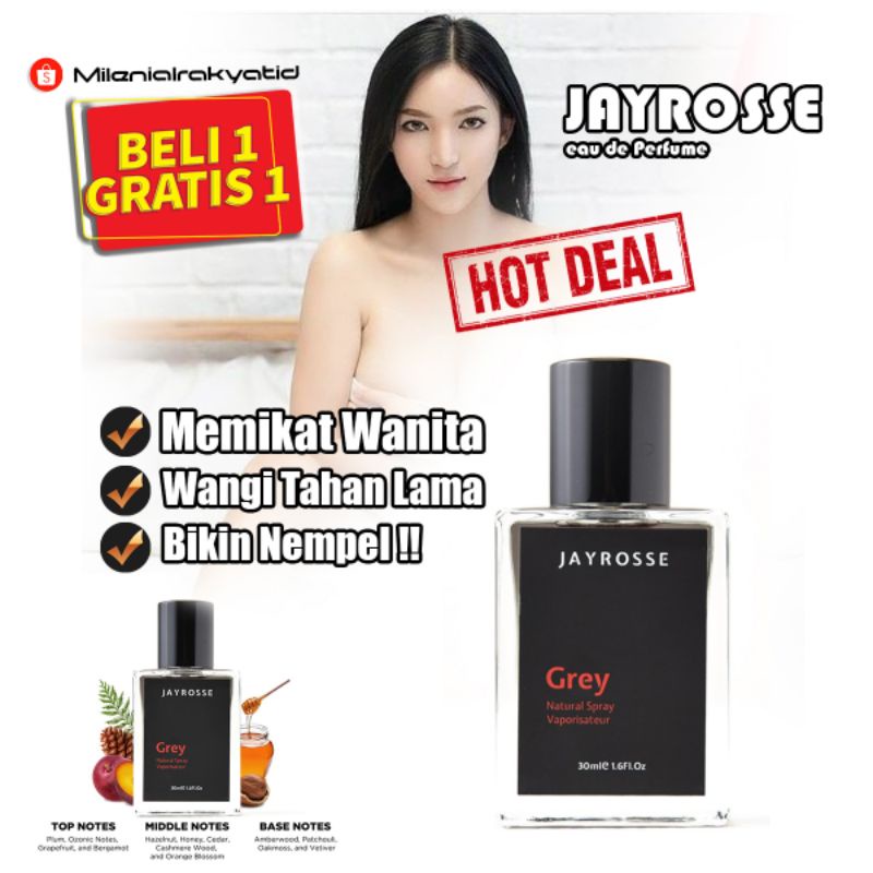 JAYROSSE PERFUME - GREY 30 ML | PARFUM PRIA BELI 1 GRATIS 1 WANGI TERPOPULER