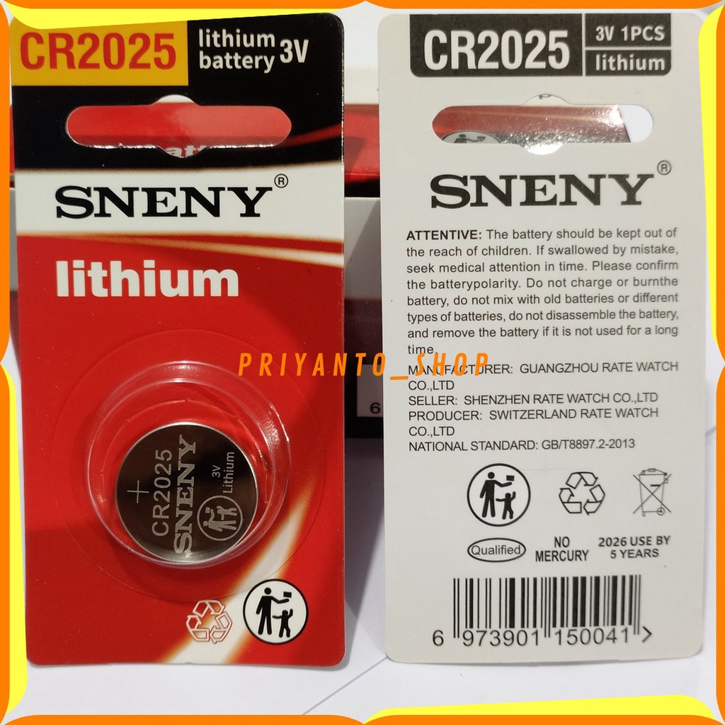 BATERAI SNENY LITHIUM 3V CR 2025 BATERAI KANCING CR2025 ASLI ORIGINAL