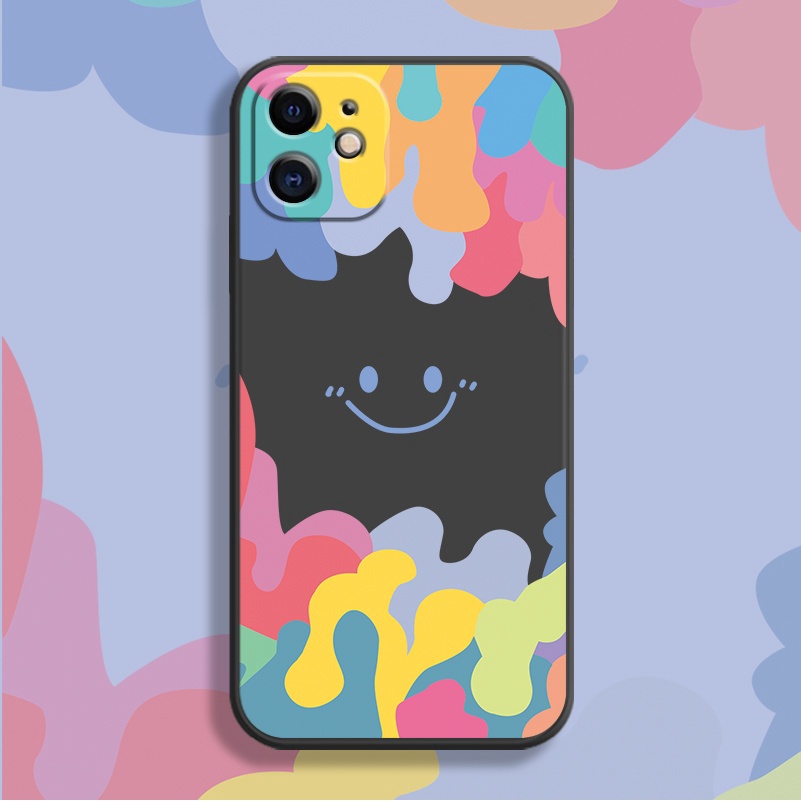 Gradient TPU Case for Samsung Galaxy A03S A22 4G Samsung J7 Pro J7 Prime A12 A02s M02s A11 A51 A71 A10 A10S A20S A20 A30 A30s A50s Ice Cream Color Smiley Soft Square Silicone Cases