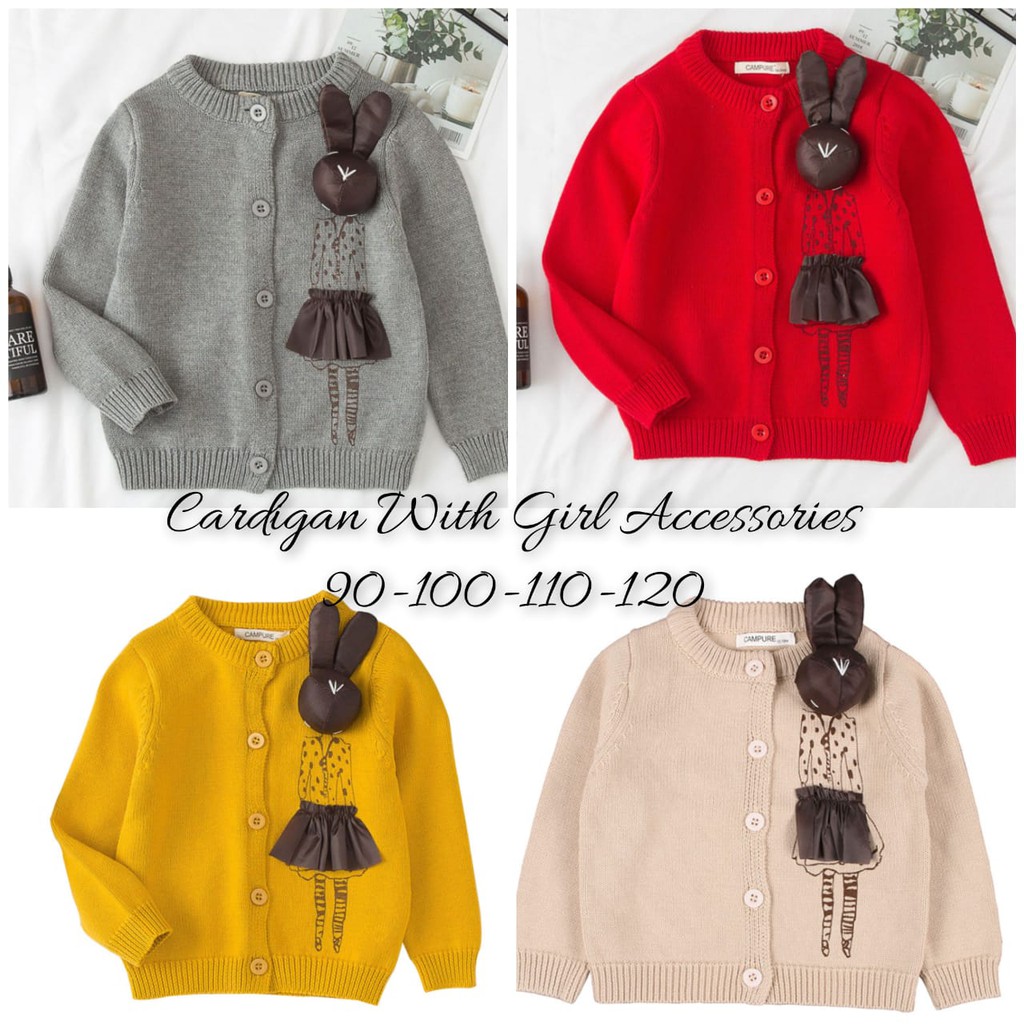 Cardigan With Girl Accesories/ Setelan Anak Perempuan