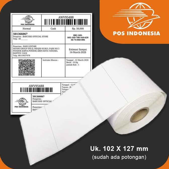 

Populer] Label Barcode Resi Pos 102X127Mm Semi Coated 1 Line Perforasi (500Pcs)