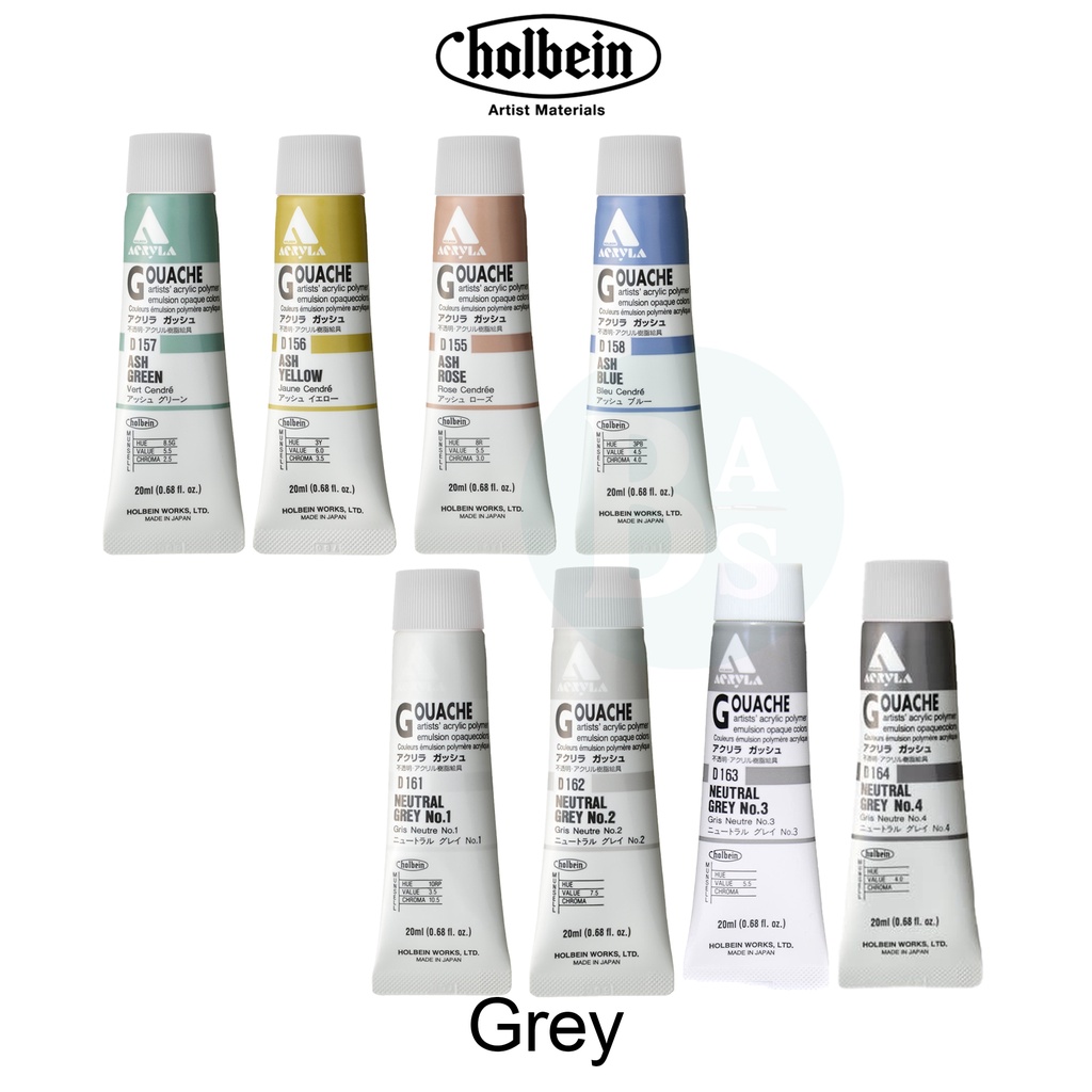 

Acryla GREY Acrylic Gouache Paint 20ml - Holbein