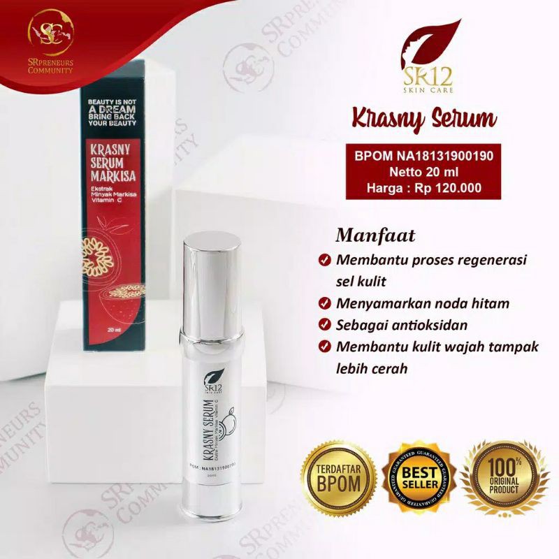SR12 Serum Krasny Extra Markisa Pencerah Pelembab Kulit Kering Serum Dosting Pemutih Wajah Vitamin C