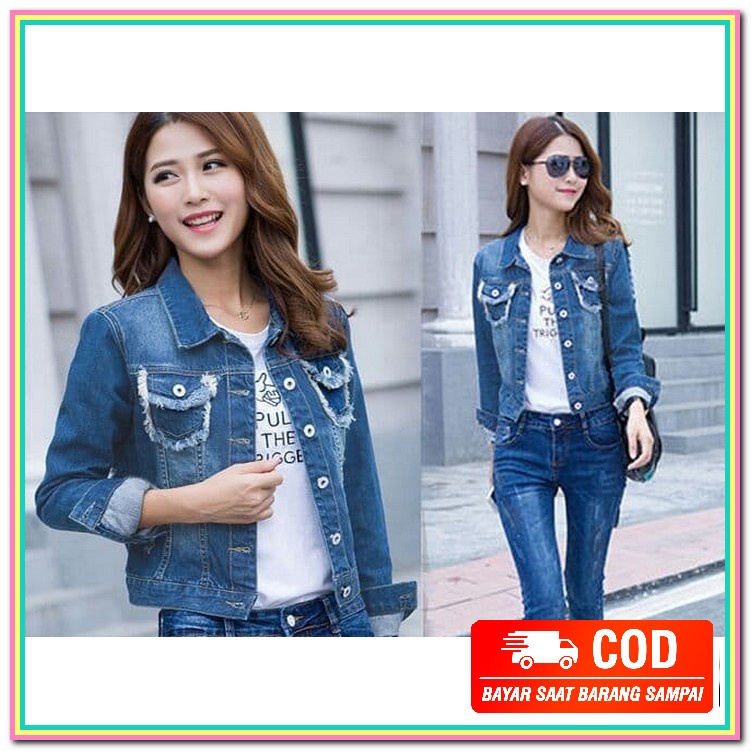 Jaket Wanita Kekinian  2021 // Teksas Jaket Korea Jaket Wanita Ja TW176 [Jaket Rinata Ro] Jaket Wani