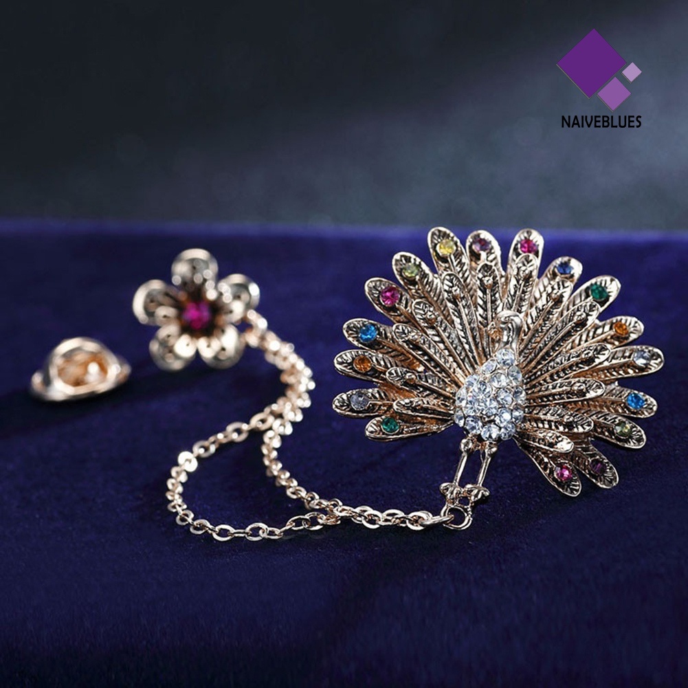 Bros Rantai Rumbai Bentuk Merak Aksen Cubic Zirconia Untuk Wanita