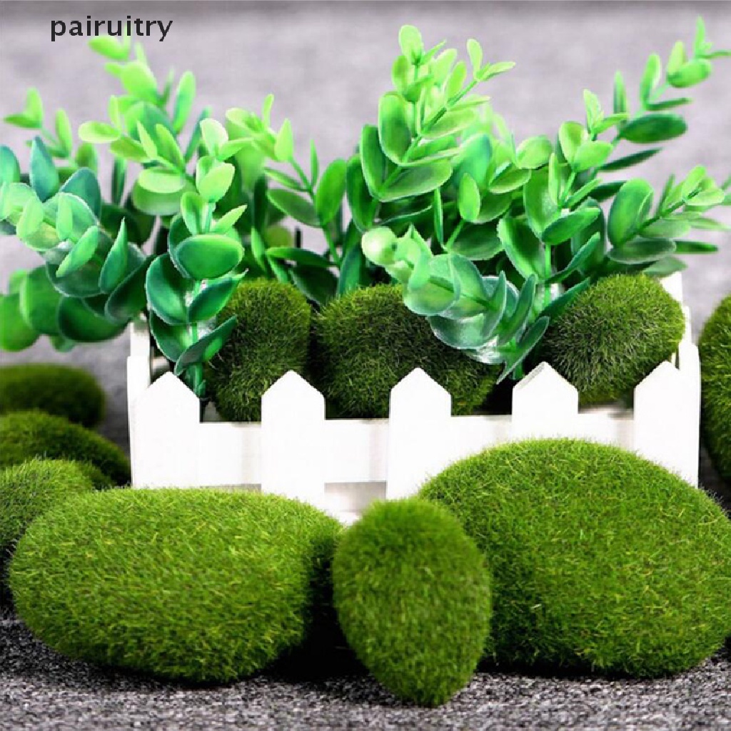 20 Pcs Batu Lumut Imitasi 3 Ukuran Warna Hijau Untuk Dekorasi Taman Rumah