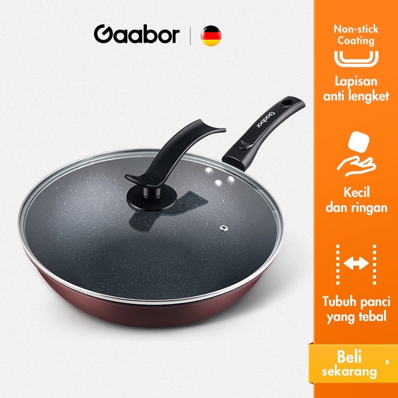 Gaabor Teflon Non-Stick Wokpan Anti Lengket Wajan Penggorengan 32 cm  / GW-A32A / GW-A32A01 / GW-A32A02