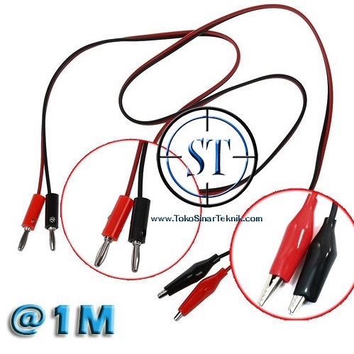 Kabel Alligator Clip to Banana @1M Plug Test Lead Probes Multitester Sambungan Steker Bis Aligator Acu Aki tebal Multittester Tester panjang 1 Meter