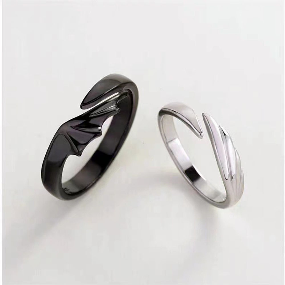 Cincin Model Terbuka Bahan Sterling silver 925 Desain Iblismalaikat Gaya punk adjustable Untuk Priawanita