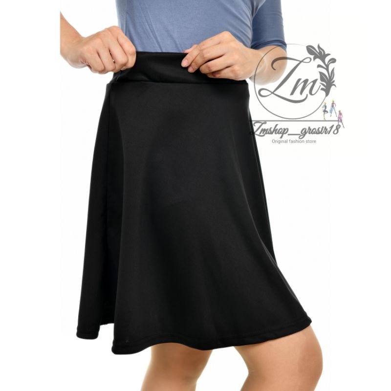 ROK PENDEK POLOS MIDI FLARE SKIRT / ROK PENDEK BAHAN SCUBA