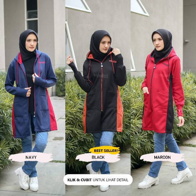 FASHION HJAB MUSLIM MUSIM DINGIN - JAKET HIJAB PREMIUM BAHAN TEBAL HIJACKET AVIA CASUAL LOOK-3