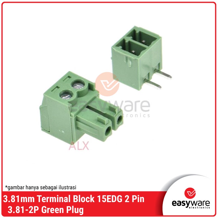 Terminal Block 15EDGK 2 Pin 3.81mm Connector Right Angle 2P 3.81 mm