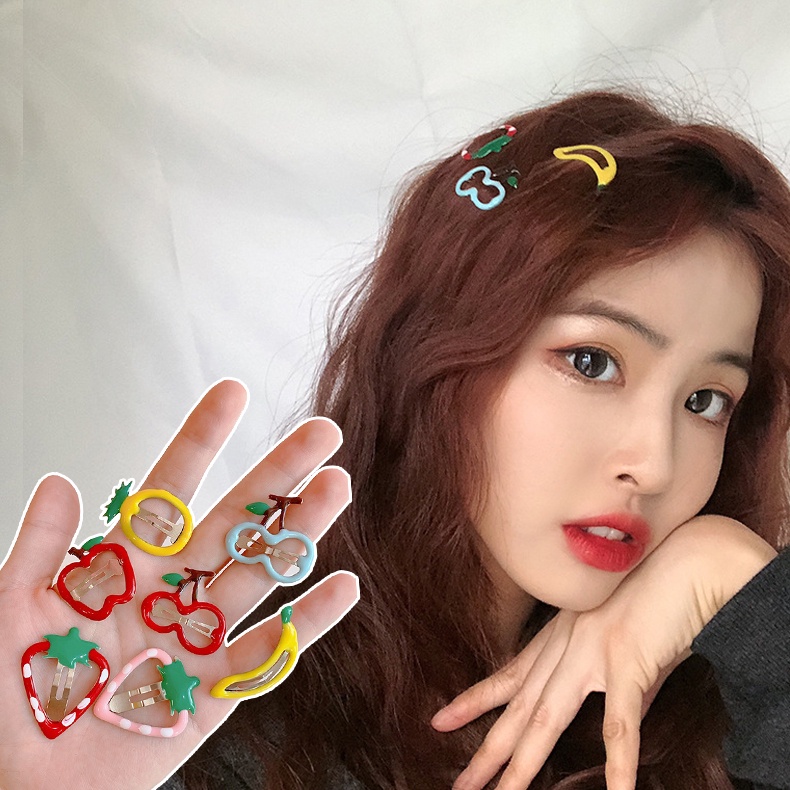 5pcs Jepit Rambut Bentuk Buah Strawberry Gaya Korea Untuk Anak Perempuan