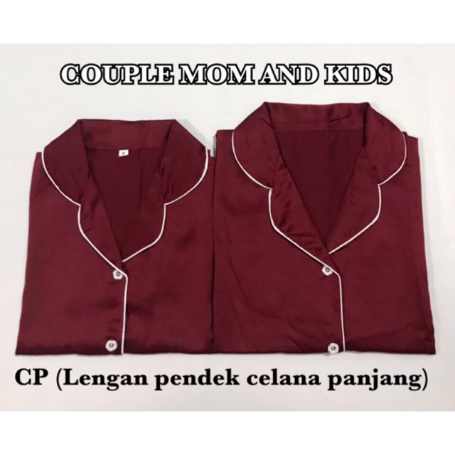 bajutidur SATIN MAROON silk exclusive bisa pasangan ibu anak keluarga