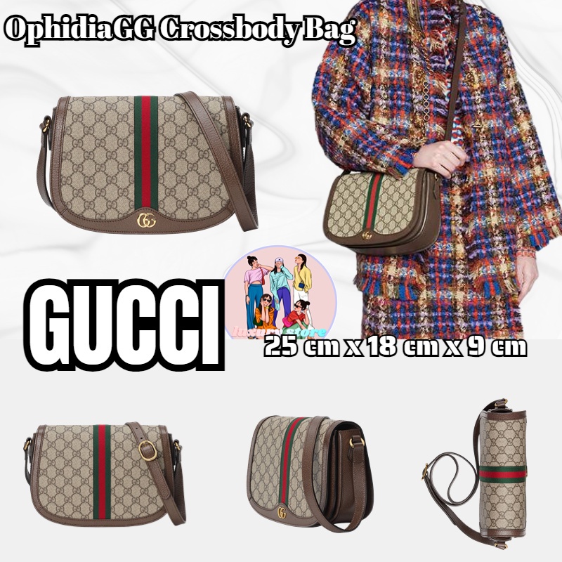 Gucci GG OphidiaGG tas selempang/tas selempang/tas bahu/tas sadel/Klasik/Sangat lucu