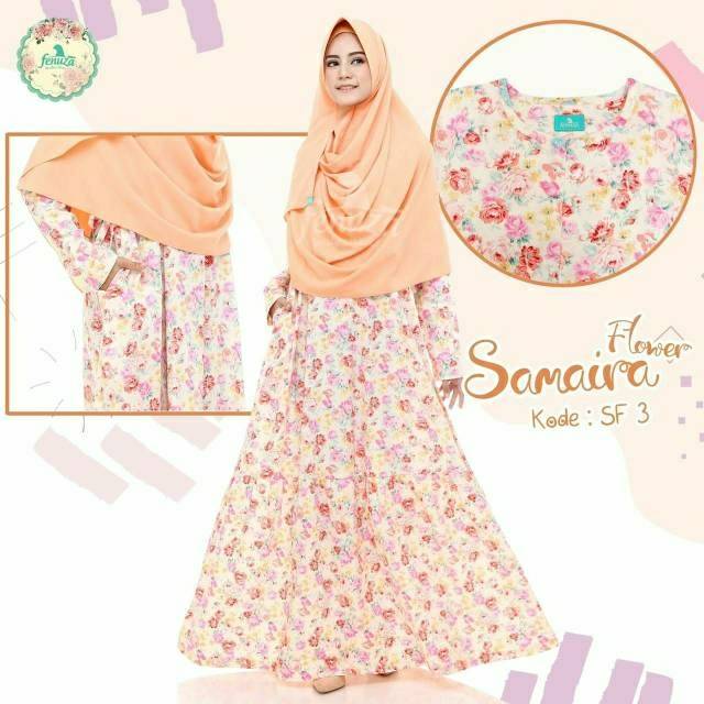 Gamis Cantik Syari shabbychic Bunga Samaira Flower Katun Jepang by Fenuza