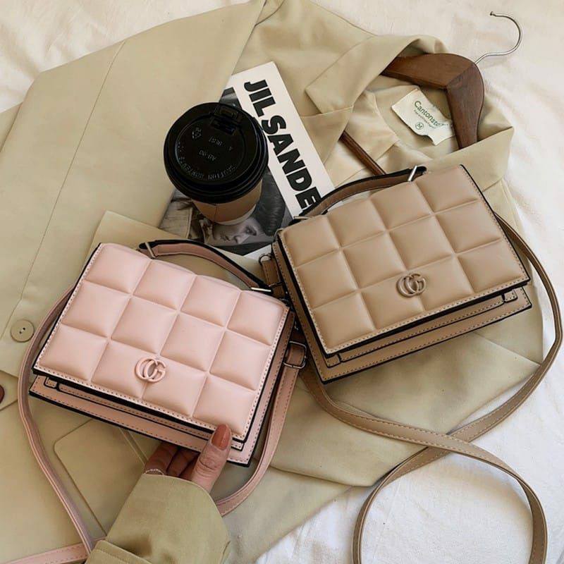 TAS WANITA SELEMPANG COKLAT KOTAK