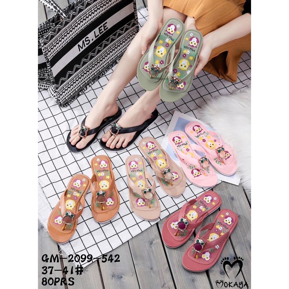 Sandal jepit wanita motif burung hantu super lucu Import Mokaya (GM-2099-542 )