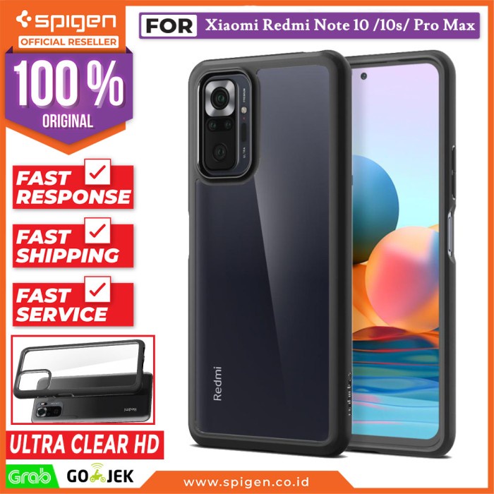Case Xiaomi Redmi Note 10 /10s/ Pro Max Spigen Ultra Hybrid Anti Crack - Note 10/10s, Matte Black