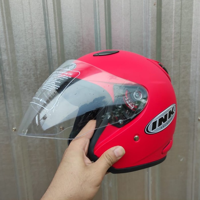 helm ink centro kw (GRADE 1 ORI ) + KACA dewasa pria wanita murah SNI-MERAH DOFF CENTRO