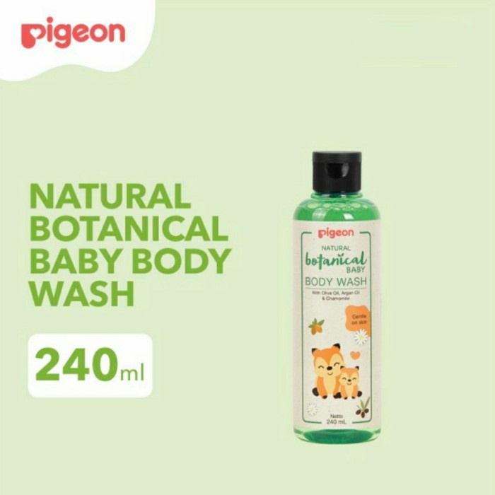 PIGEON Natural Botanical Baby Body Wash 240ml Sabun Bayi Olive Oil