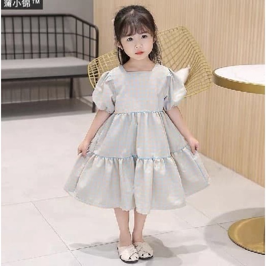 Promo !! Dress anak perempuan / dress square rempel rania ukuran 2-5tahun / Dress import trendy / Dress pesta anak